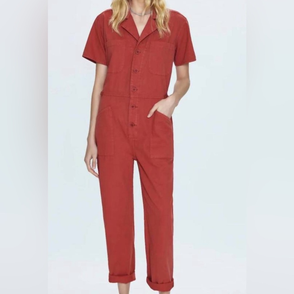 pistola Rust Red Short Sleeve Utility Jumpsuit